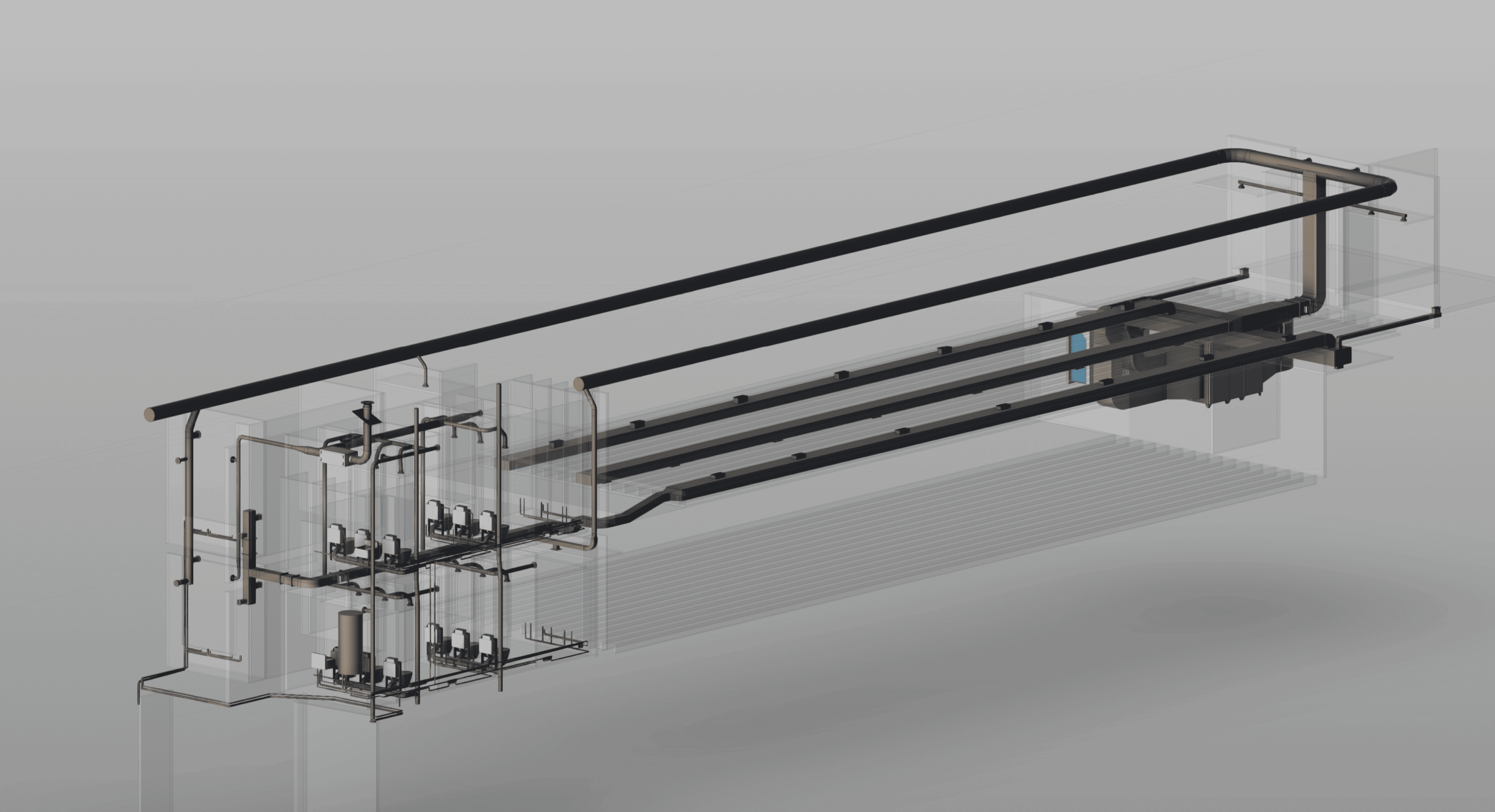 Réseau CVC bureau d'étude fluide 3D modélisation