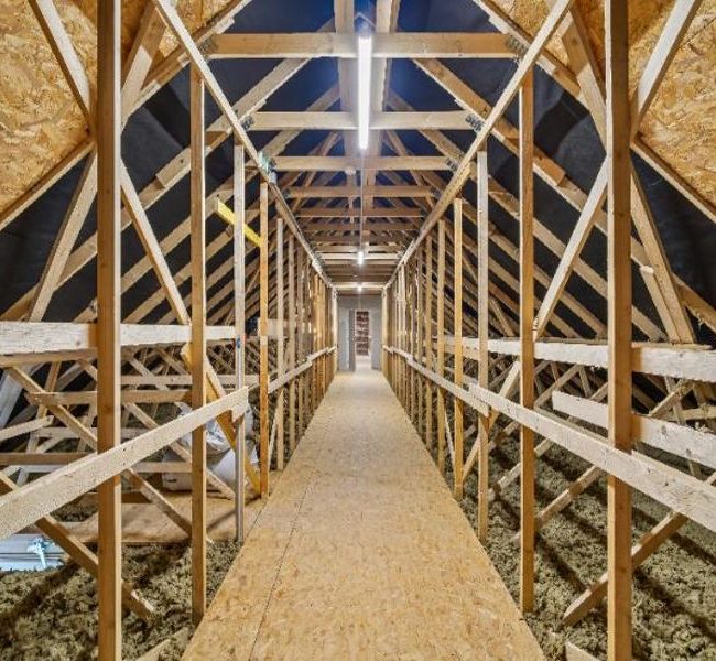 Ossature d'une charpente en bois d'une école primaire